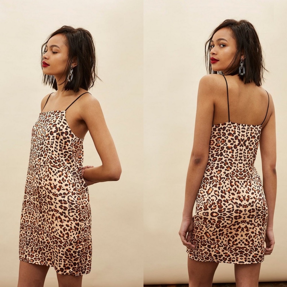 Topshop Leopard Mini Slip Dress